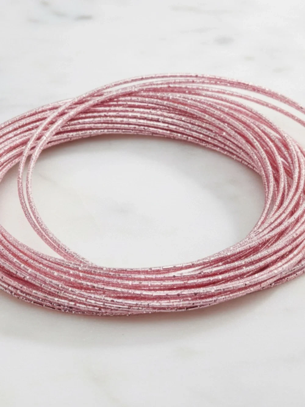 Womens Stainless Steel Pink Interlocking Bangle‎ Bracelet